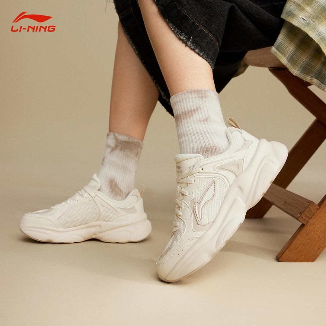 李宁奶椰女鞋运动鞋秋季2025新款厚底增高休闲鞋轻弹透气女老爹鞋