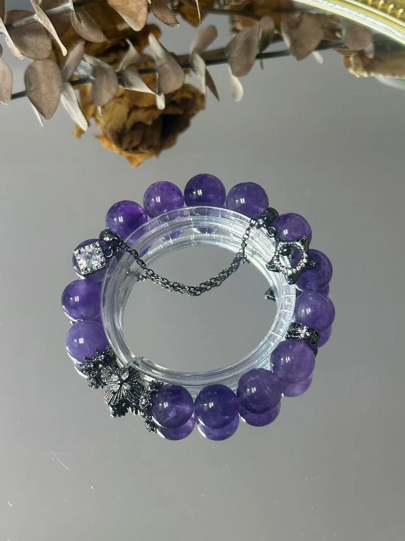 （夜半小夜曲）乌拉圭紫水晶手串 颜色微差多样性发其一Z024