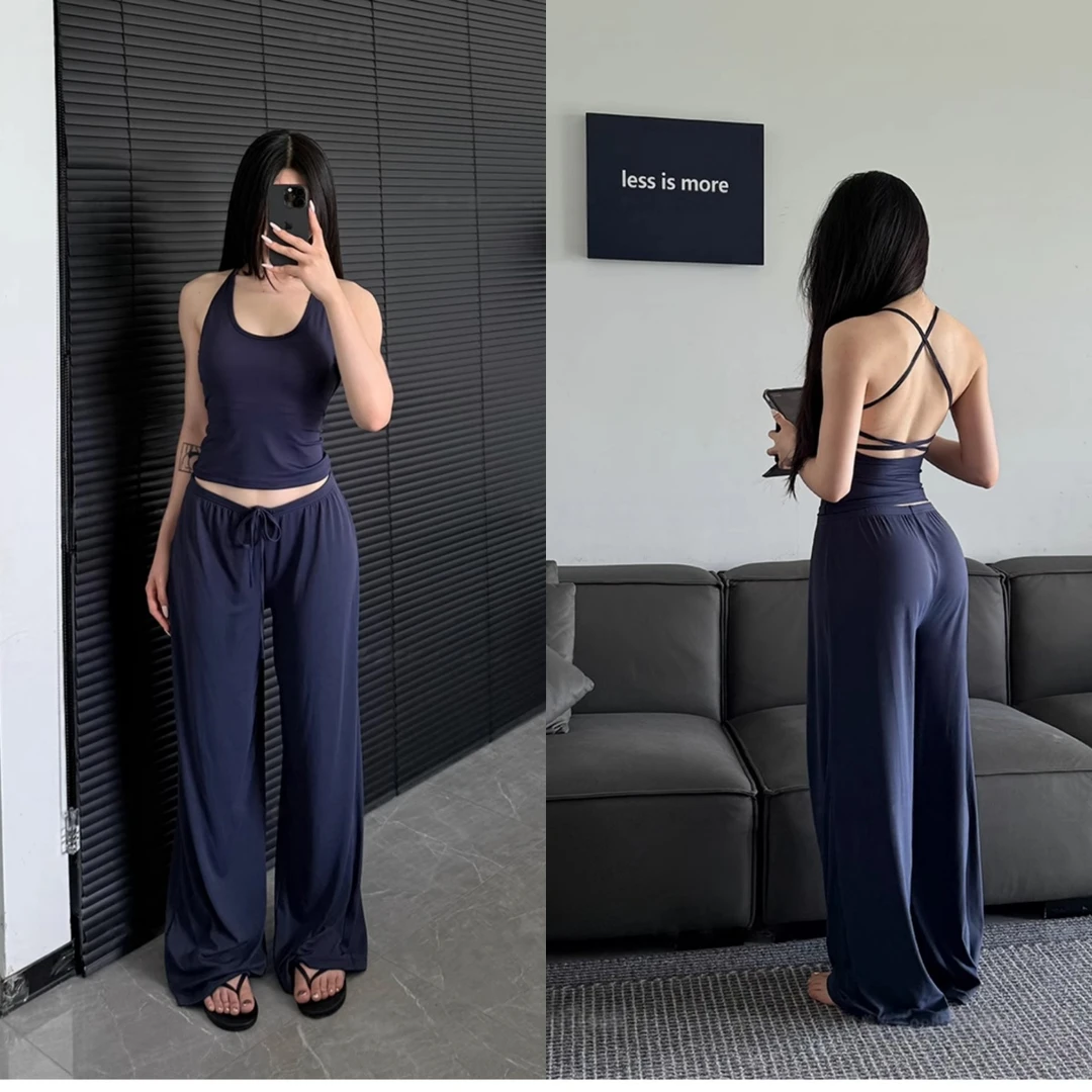 糯米裤巨舒服运动长裤垂感健身瑜伽裤凉感宽松抽绳直筒阔腿裤春秋