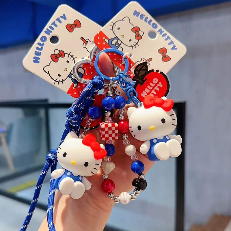 2025新款可爱少女心正版HelloKitty凯蒂猫串珠钥匙扣女可爱小挂件