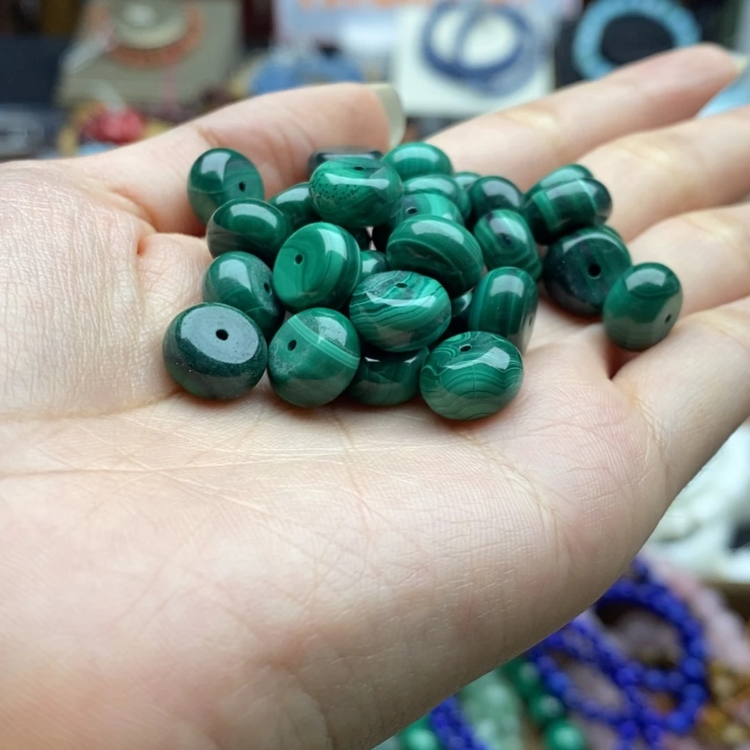 玛瑙/玉髓未镶嵌珠宝半成品5个装天然孔雀石隔片10mm
