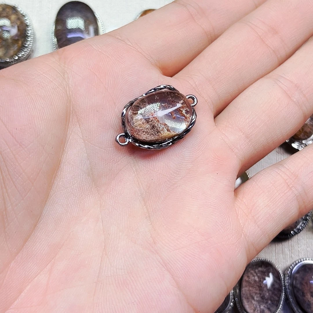 水晶戒指银S800镀金镶嵌肉*