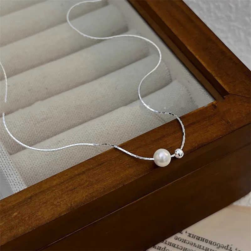 链子925银仿珍珠 【银韵凝珠】不规则6mm天然珠珠项链013