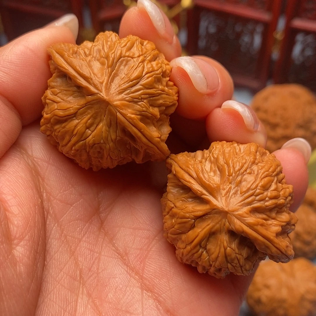 把件文玩核桃红皮山地石子磨37全品