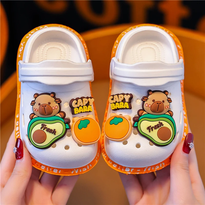 洞洞鞋夏季女童卡通软底宝宝小孩拖鞋男防滑婴小童公主包头凉拖鞋