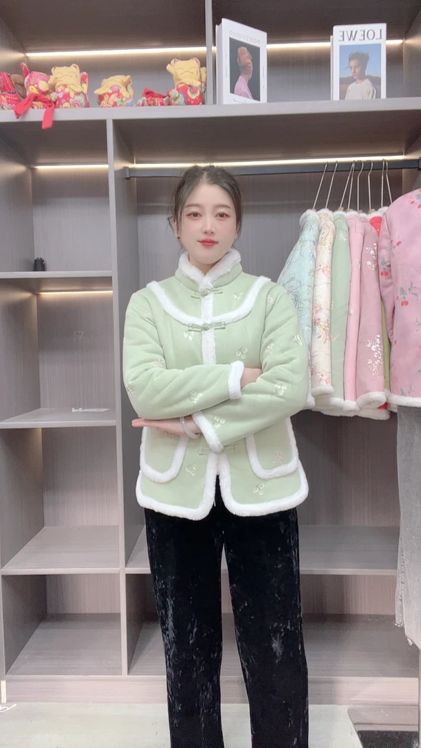 正襟）加厚！加厚！网红小花袄盘扣棉衣民族风复古冬季加绒短款