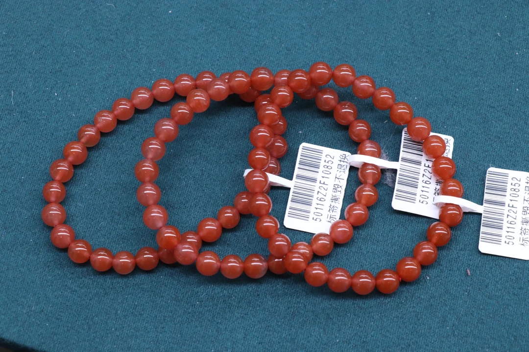 原矿无优化保山南红玛瑙杨柳大黑洞锦红单圈6mm左右多样性发一条