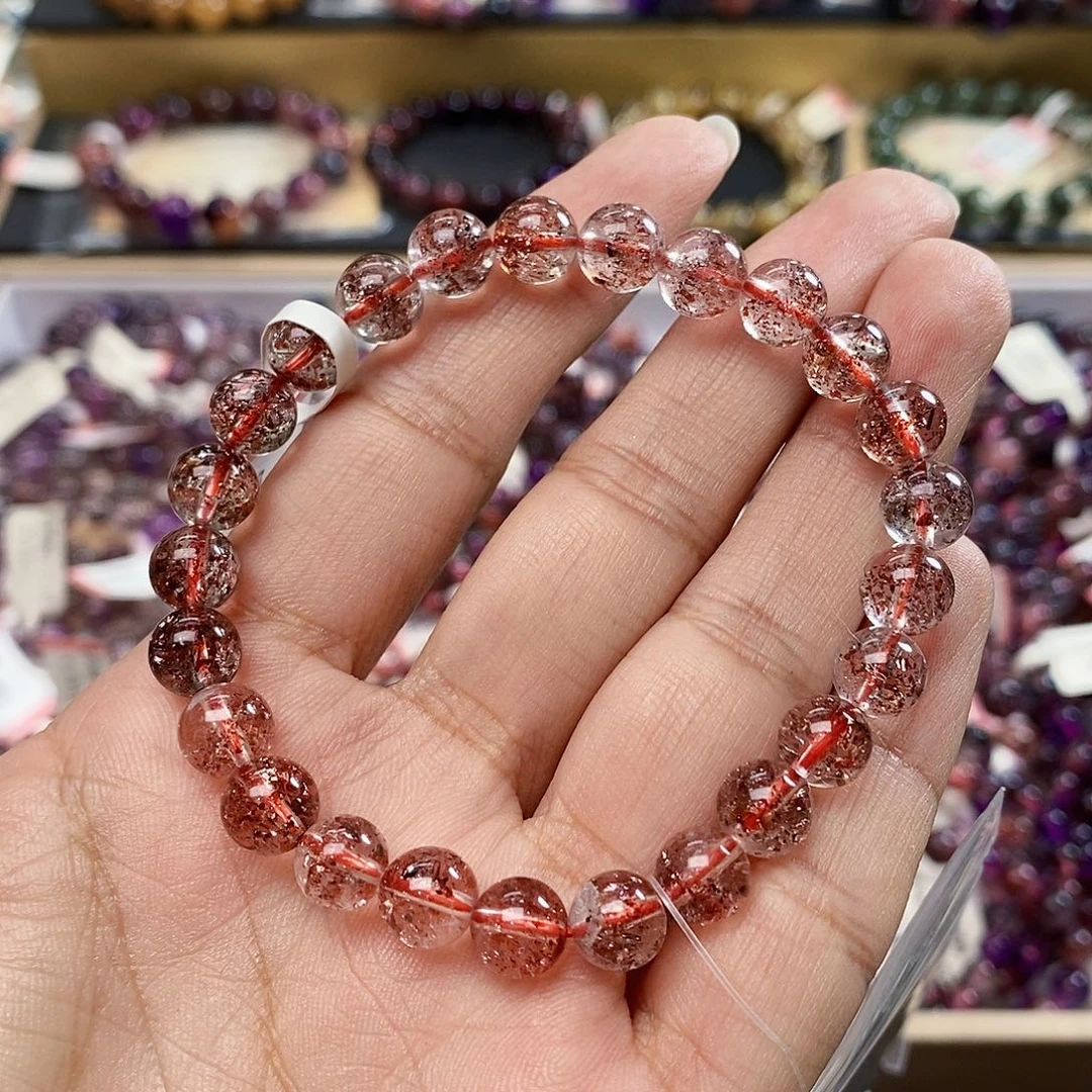 未镶嵌手链水晶透体金草莓8m V123