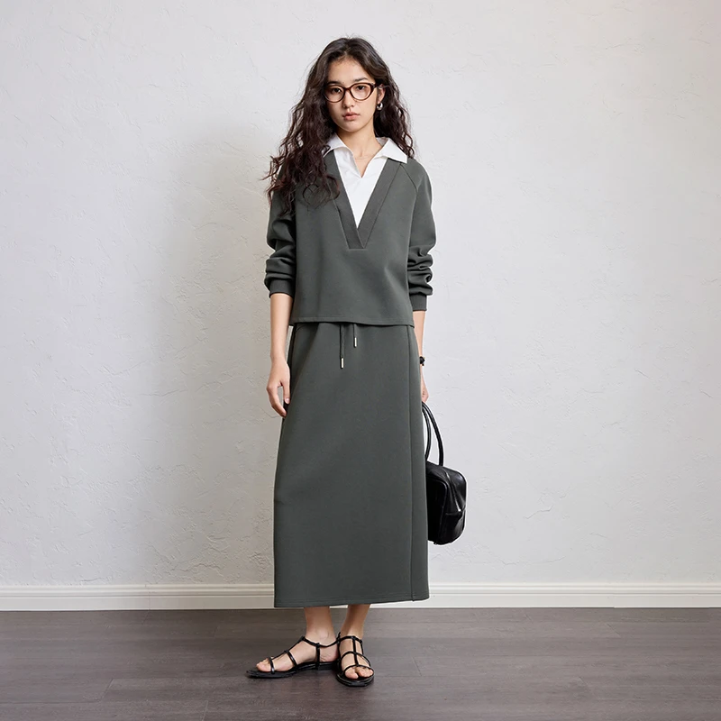 自巧自巧小个子女装卫衣半身裙时尚套装休闲两件套裙装 25ZQ91170