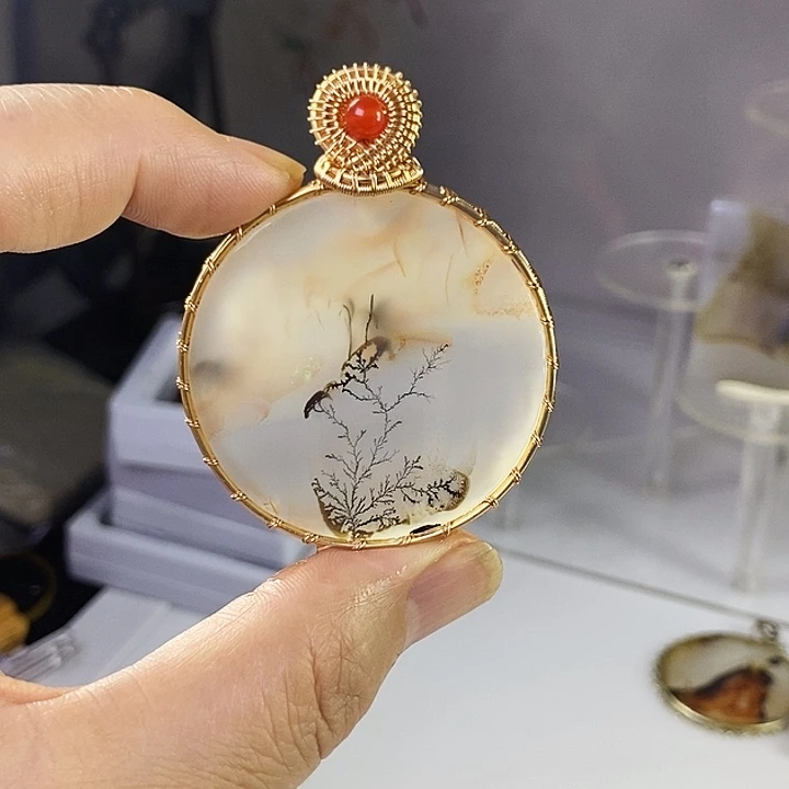 合成碳硅石非金属时尚图纹画面石饰品
