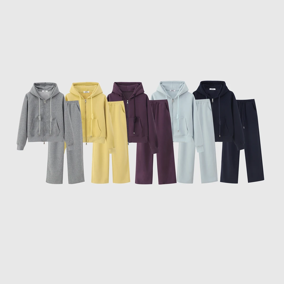 （2529）春秋新款糖果色连帽抽绳卫衣套装时尚【蔓迪欧尚】