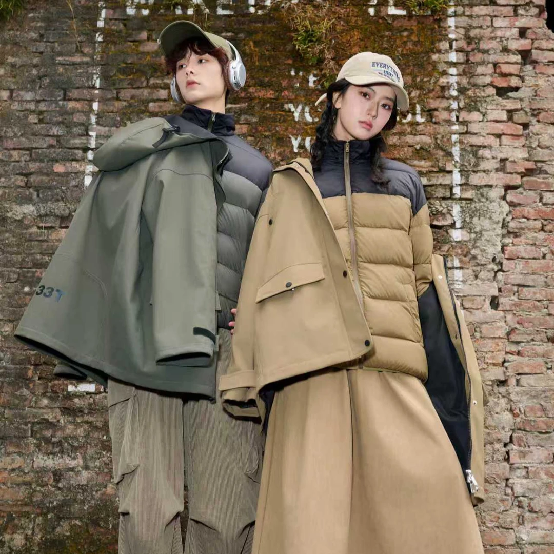 商场撤柜～现货在仓5防冲锋衣90绒羽绒服中大童三穿羽绒服8408