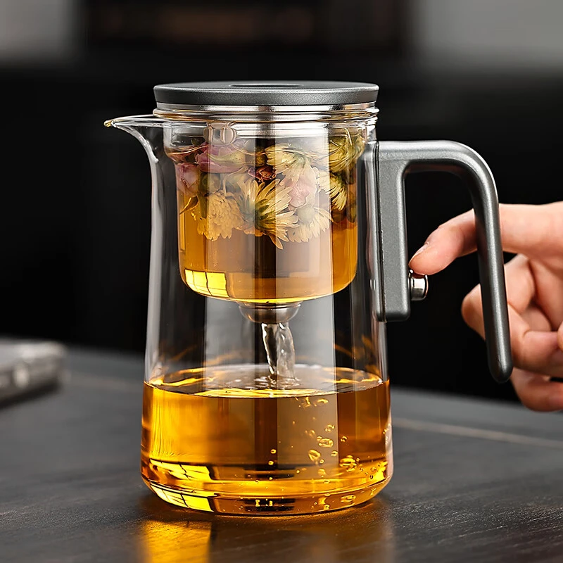 新款2025茶水分离杯办公室无杆磁吸飘逸杯泡茶神器一键过滤茶道杯
