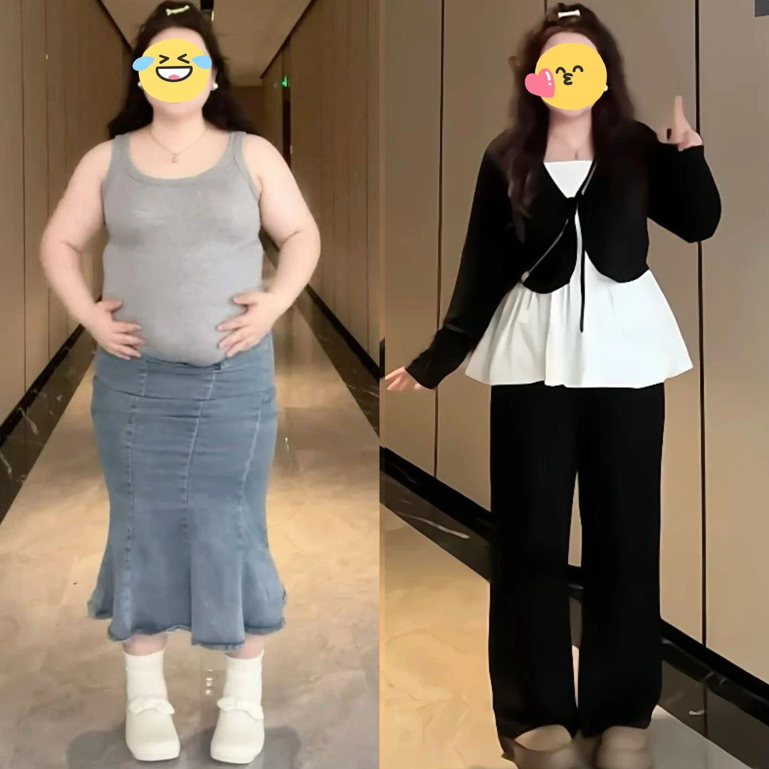 大码女装胖mm慵懒风假两件蕾丝拼接上衣+阔腿裤2025秋季显瘦套装