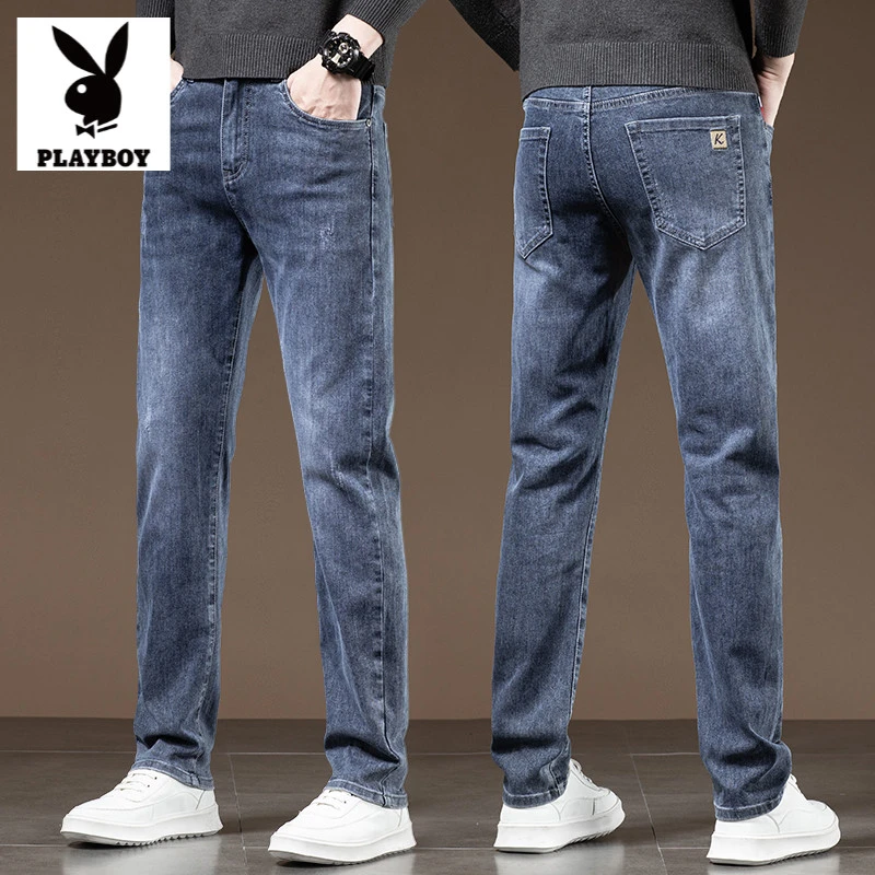 秋冬季加绒男士牛仔裤男款修身直筒弹力2025新款百搭长裤子男