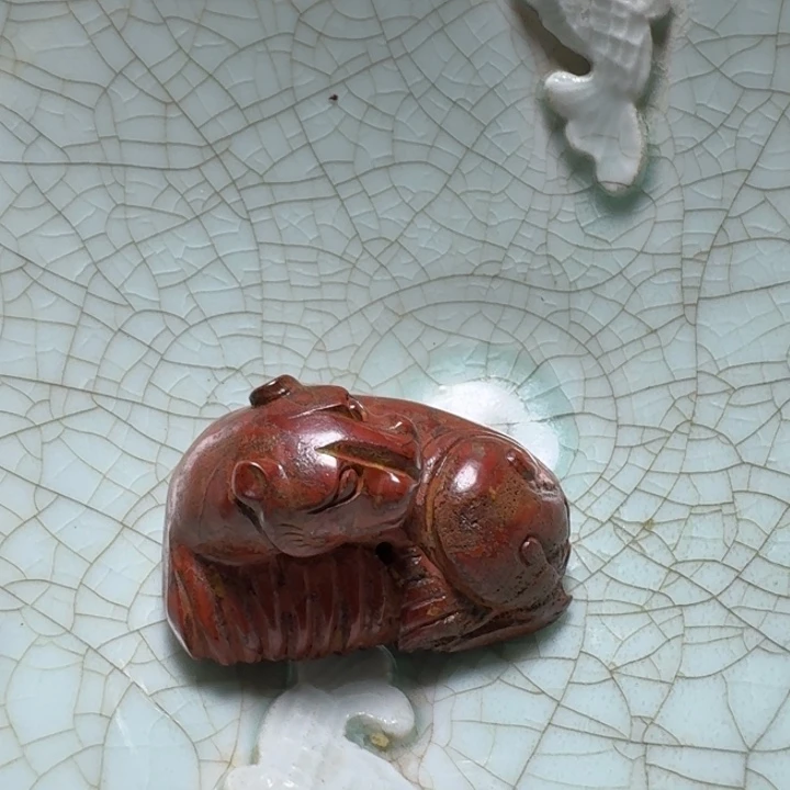 用***0瓷片双鱼青瓷开片大碗