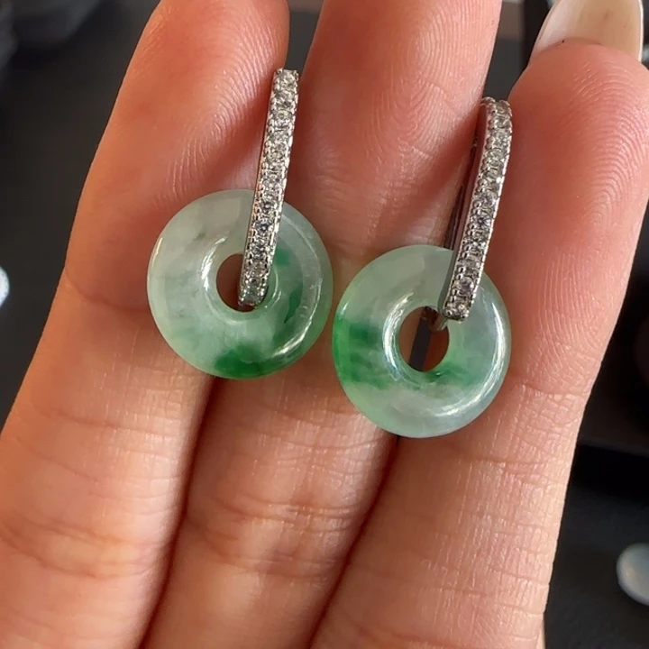 翡翠耳饰未镶嵌甜甜圈R