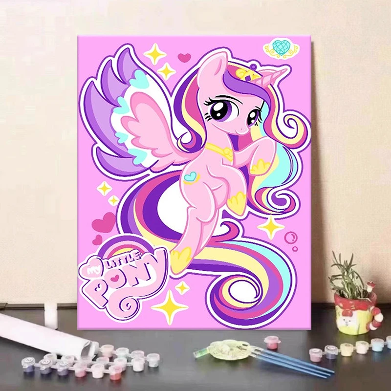 小马保利数字油画diy填充卡通手绘填色丙烯油彩画治愈解压装饰画