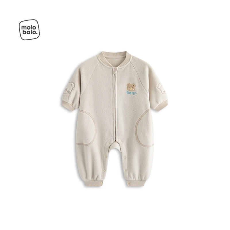 麦拉贝拉婴儿摇粒绒连体衣男女宝宝春秋外出爬服抓绒保暖哈衣