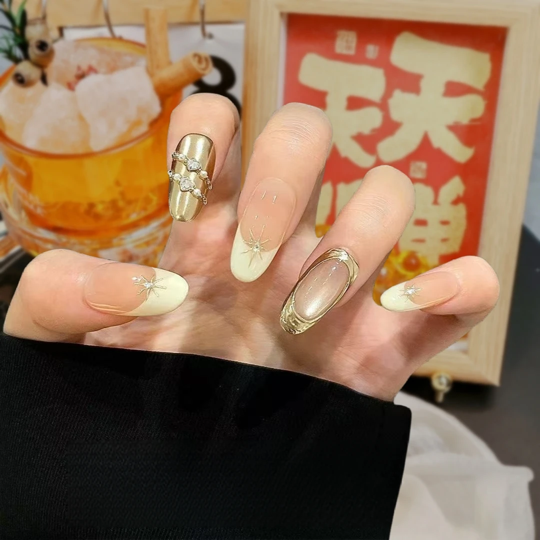 【流金幻影】纯手工穿戴甲可拆卸2025年纯欲系新款猫眼美甲穿戴甲片