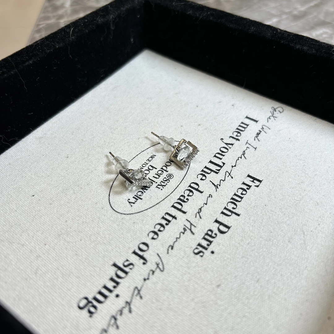 铜合金合成锆石耳饰 水滴耳环EH3587