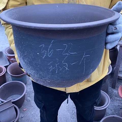 紫砂中国宜兴紫砂花盆，