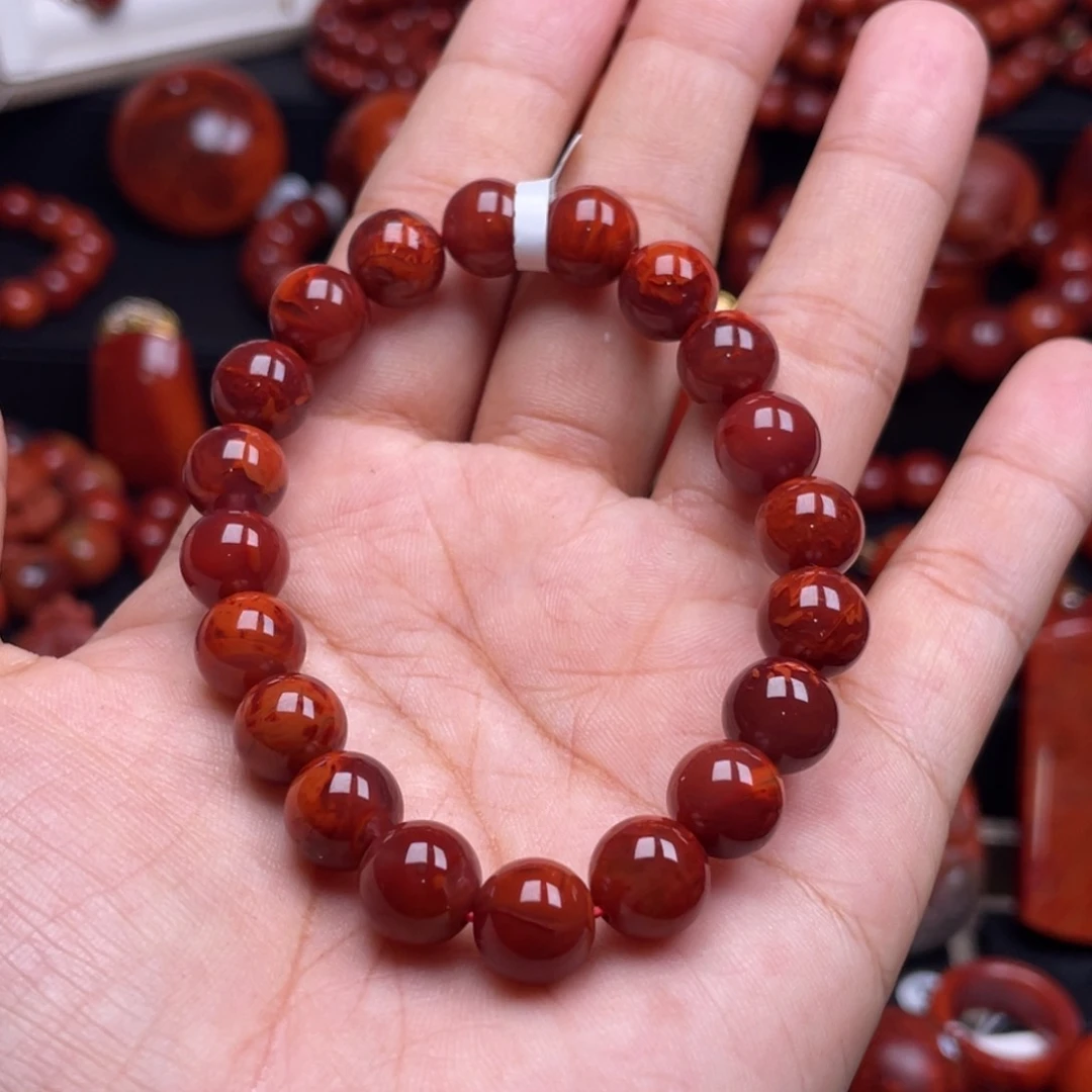 南红玛瑙珠宝奇石未镶嵌单圈9.5mm