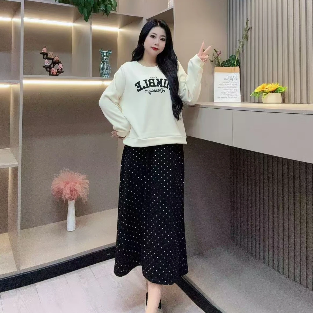 冬季加绒套装-甜 5220时尚潮流字母休闲保暖设计胖MM大码女装新款