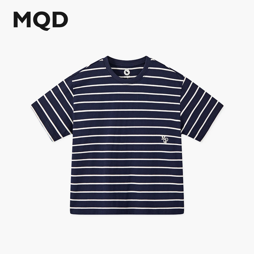 【凉感棉】MQD童装25夏季新品基础百搭短袖条纹轻薄T恤9652W03J7
