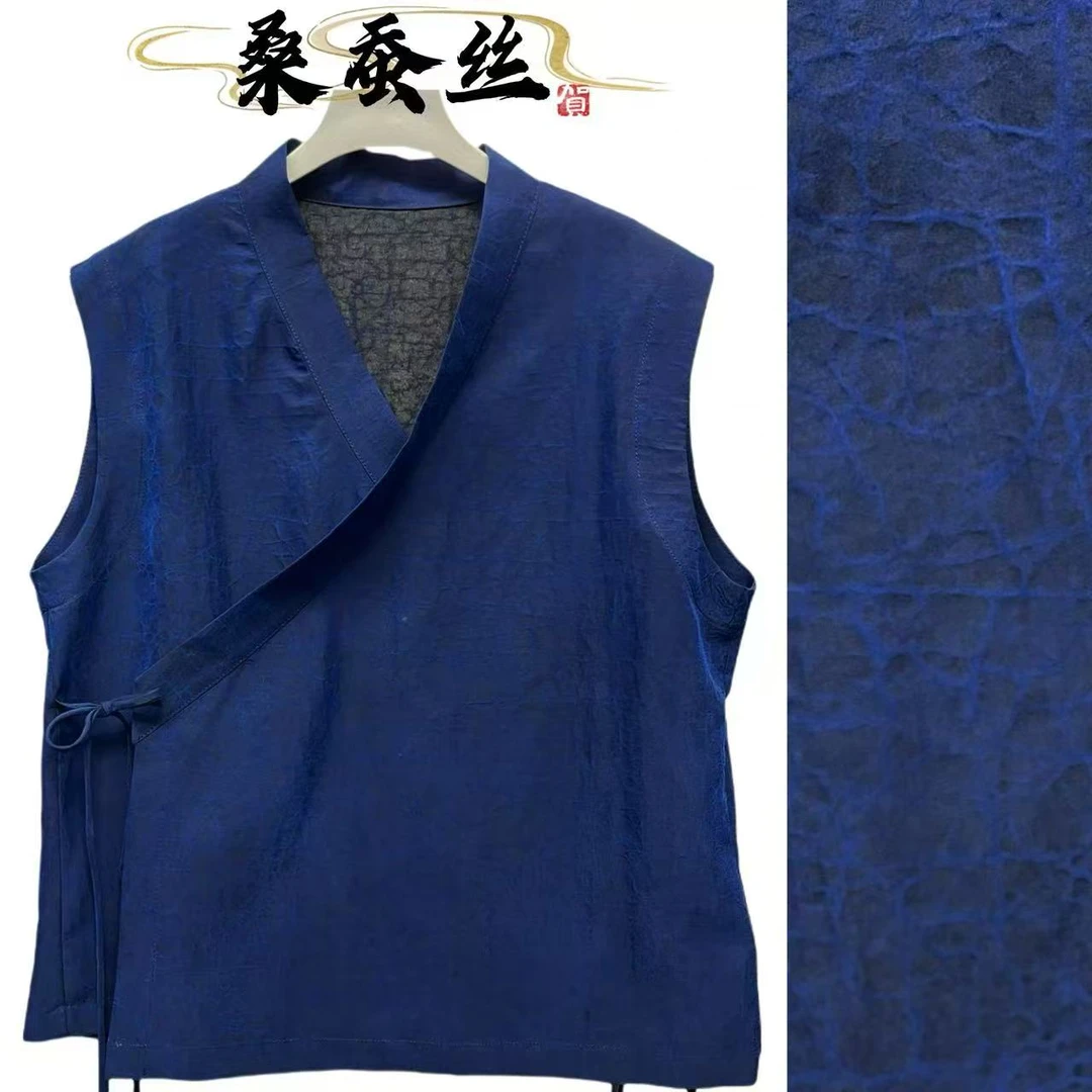蓝龟斜开襟马甲B071满分桑蚕丝时尚女士系带开衫