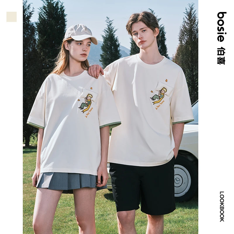 【小王子】bosie2025年秋夏季新款卡通圆领休闲工装短袖t恤男潮