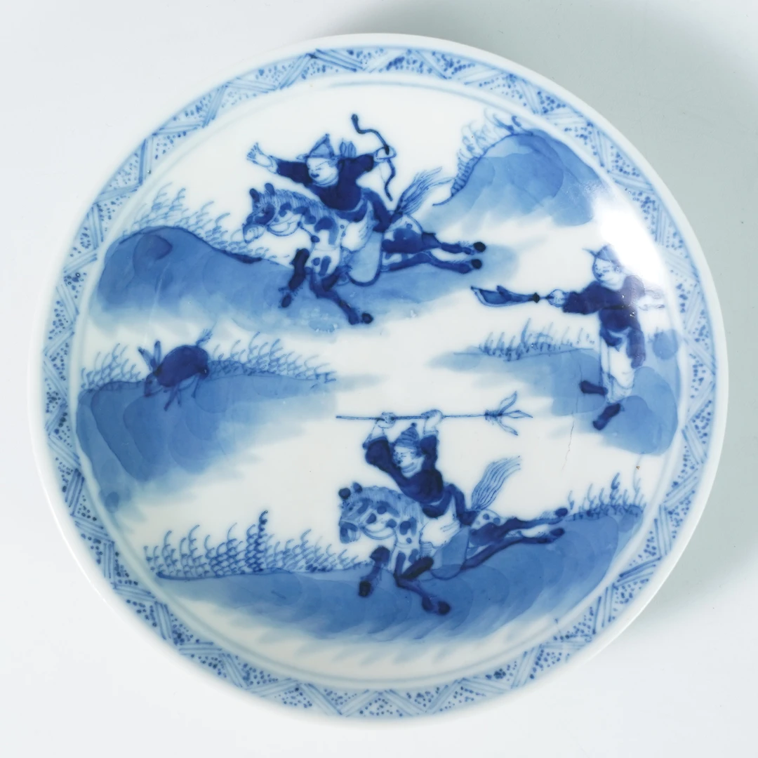 LABCS251223036【十竹斋】清光绪木兰秋狝青花赏盘