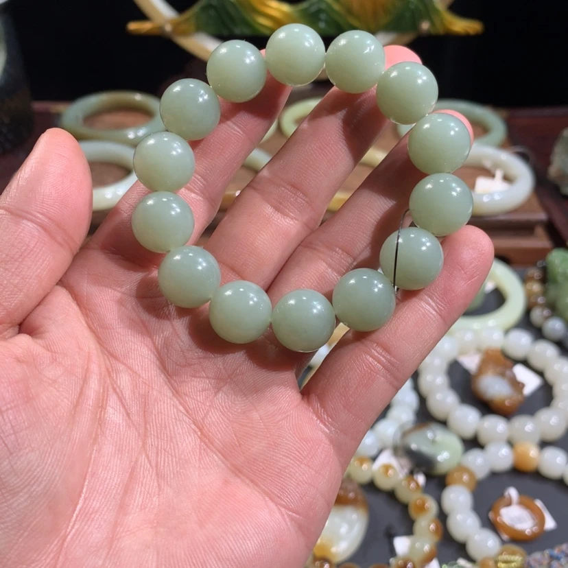 【闪购商品】和田玉手链未镶嵌新疆且末近矿青白蓝调手串