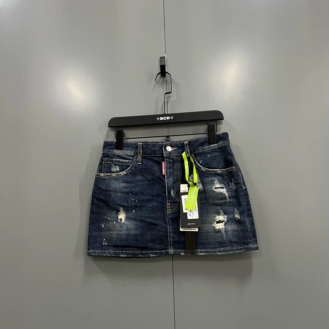 99新 maje tt2 DSQUARED2 水洗logo牛仔短裙 42码/606755