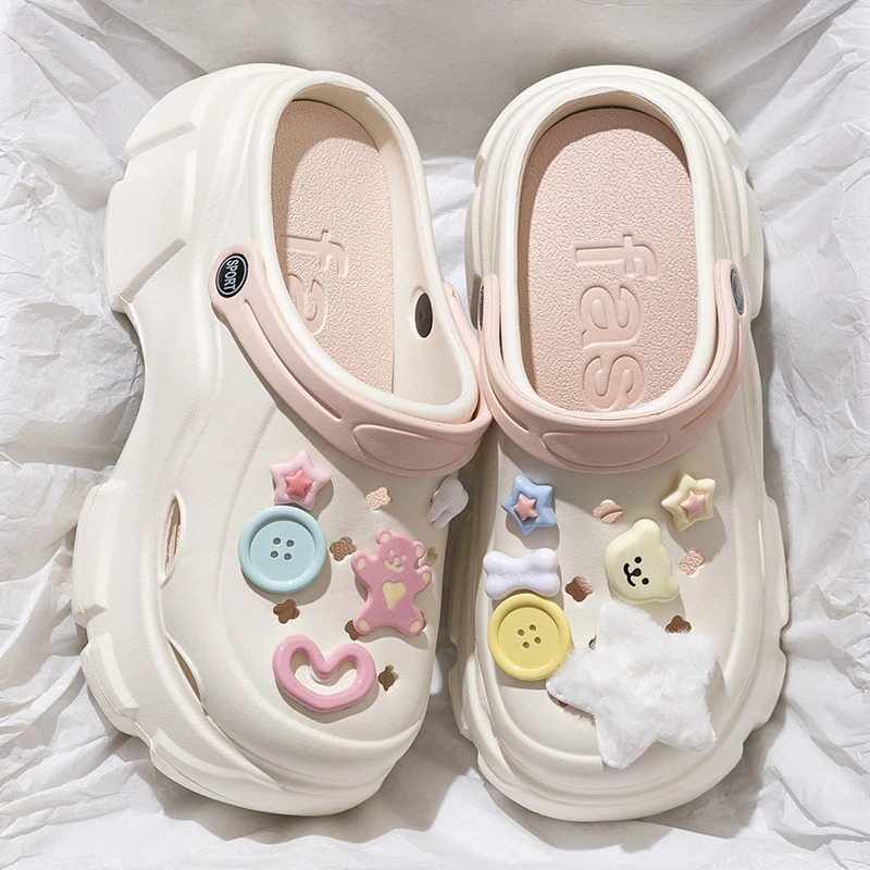 厚底女款洞洞鞋户外海边沙滩eva防滑防臭2025新款时尚学生包头拖