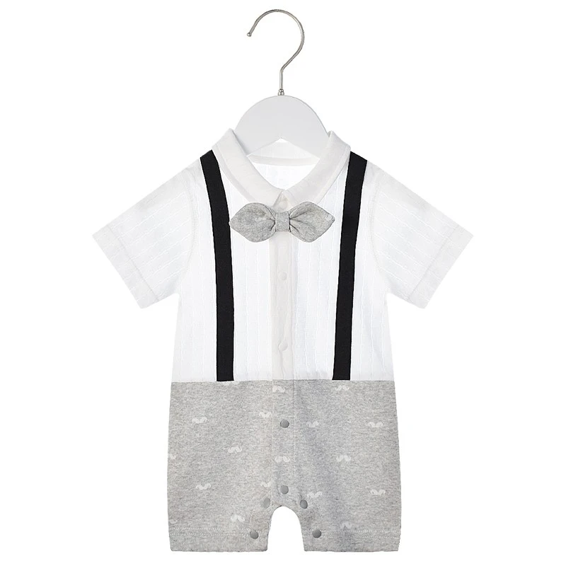 夏季款纯棉婴儿连体衣薄款外出洋气宝宝短袖爬服