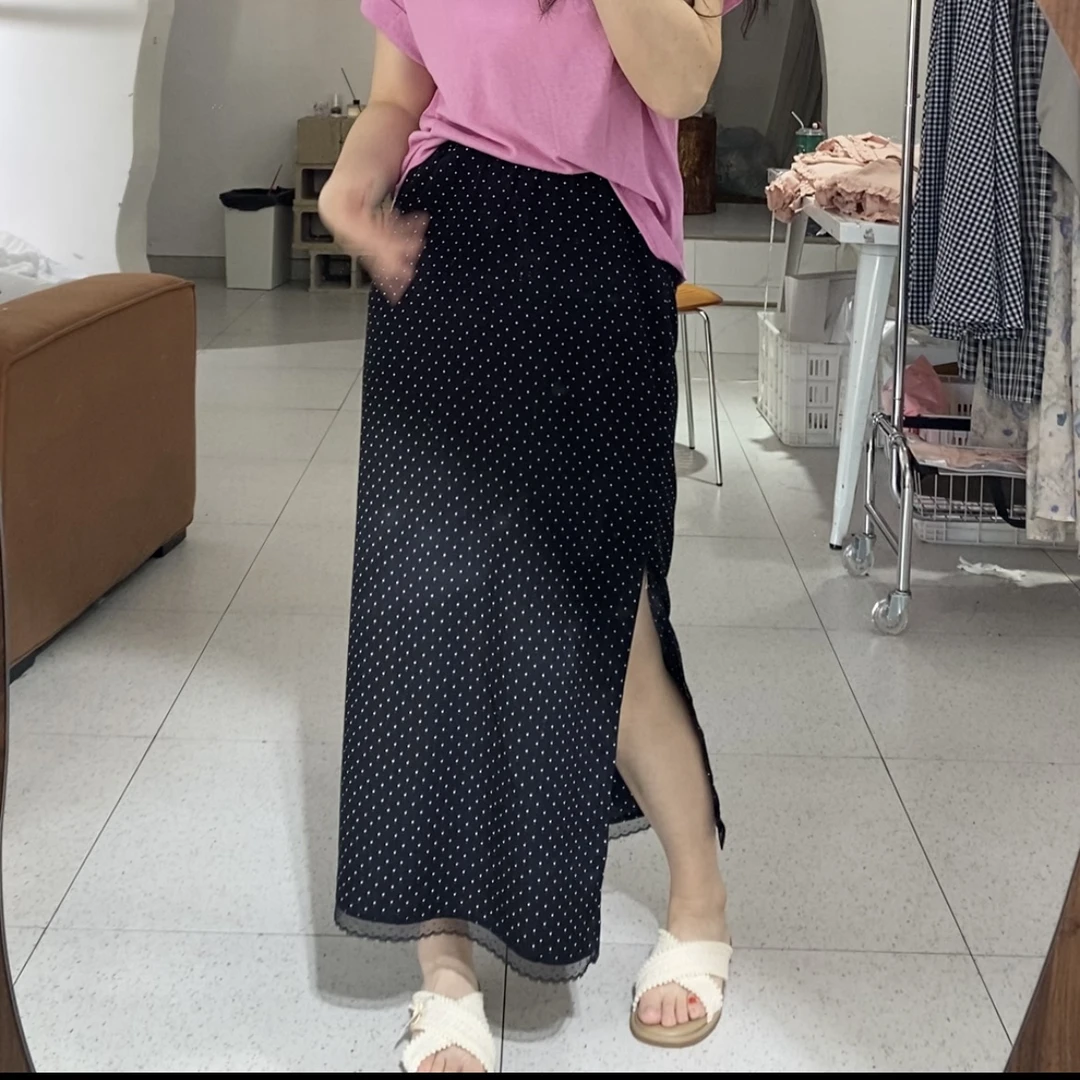 【神裙】蕾丝边拼接点点满天星半裙显瘦遮肉