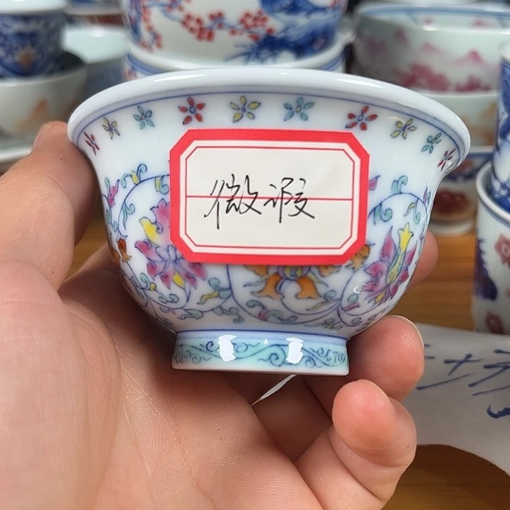 青花釉里红斗彩杯子