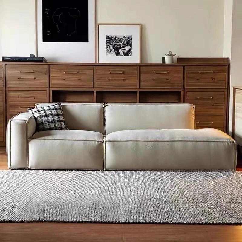 新款豆腐块布艺沙发单扶手大小户型客厅直排沙发网红组合简约家具