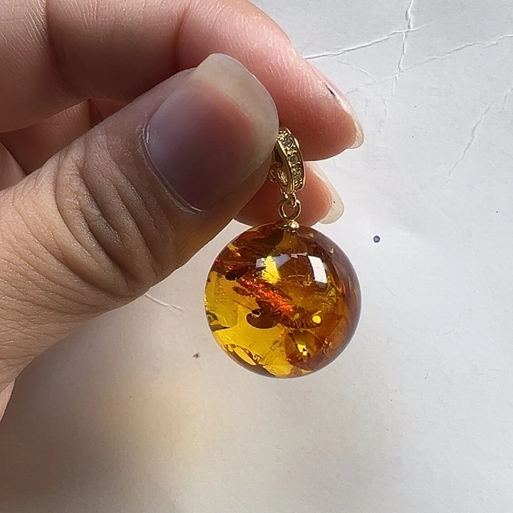 银S925镶嵌颈饰琥珀（花珀）