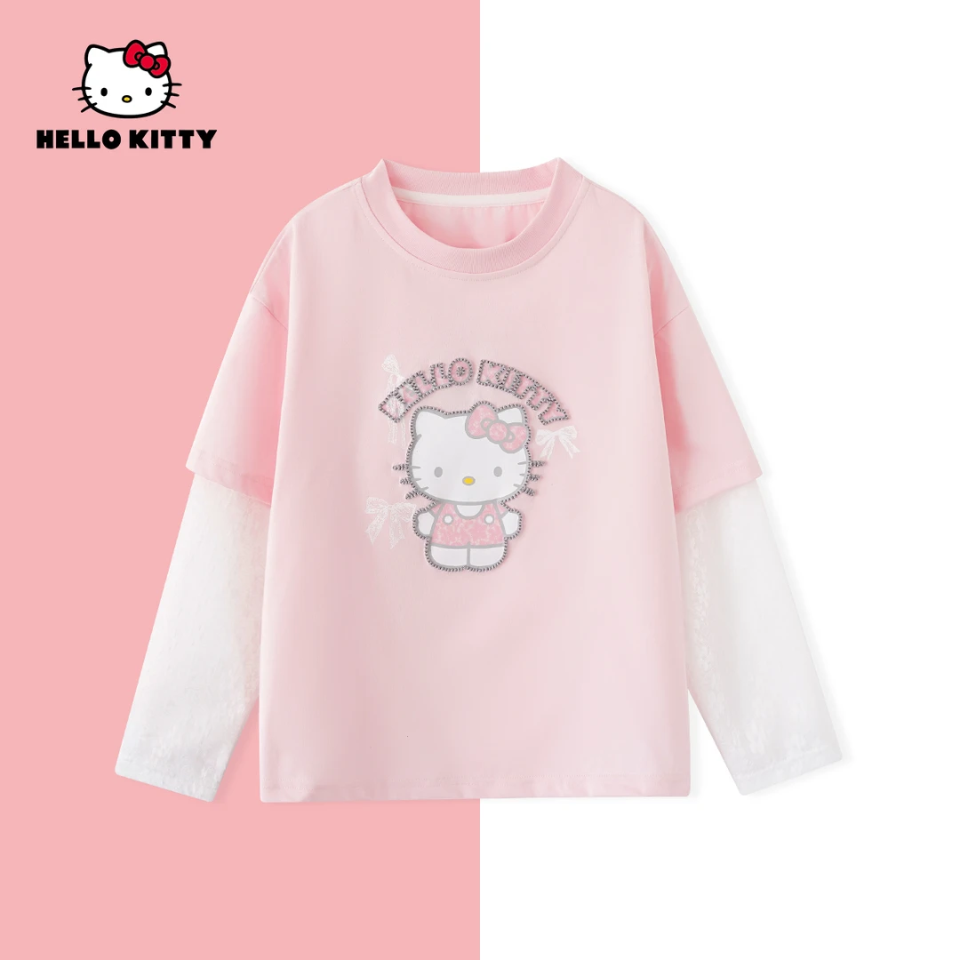 HelloKitty秋季新款女童装休闲假两件T恤儿童上衣AC5121MK084 KT