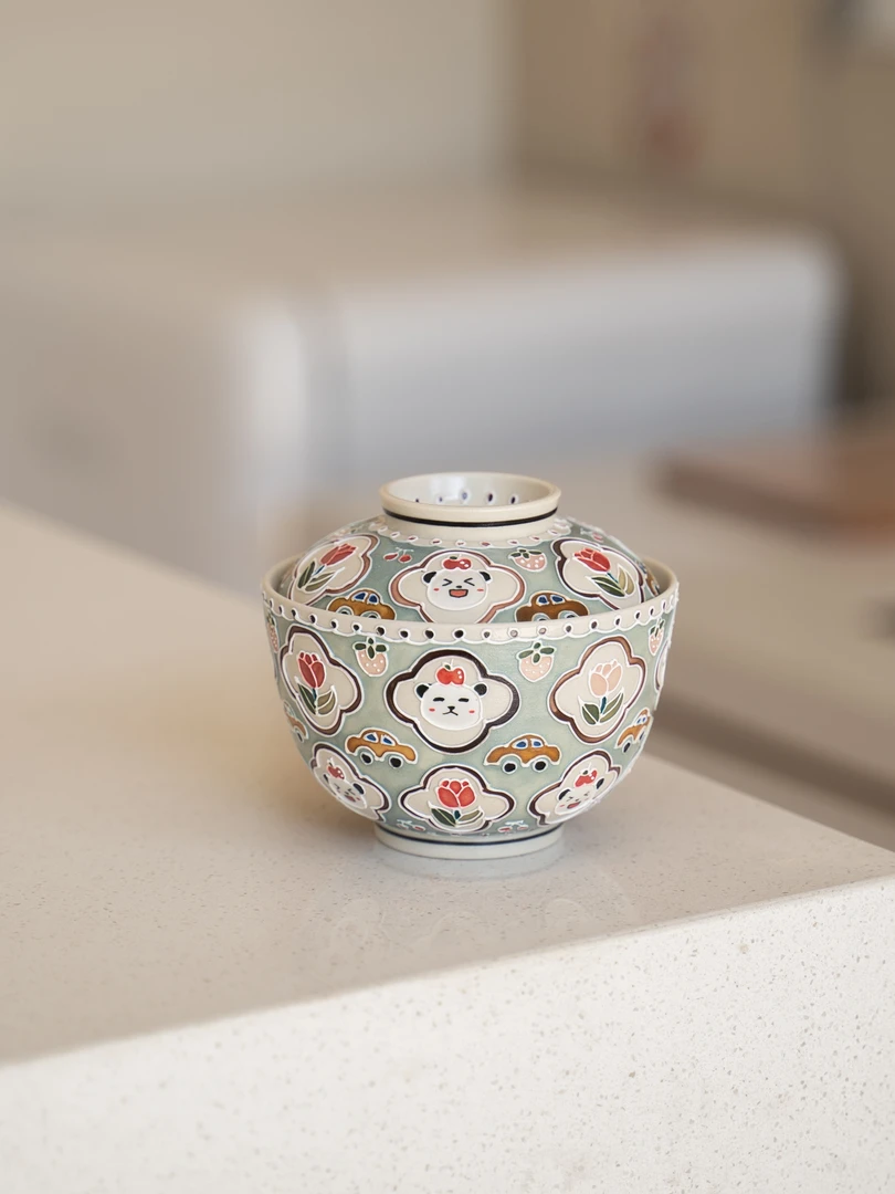 上禾下皿 | 郁金香熊猫小炖盅