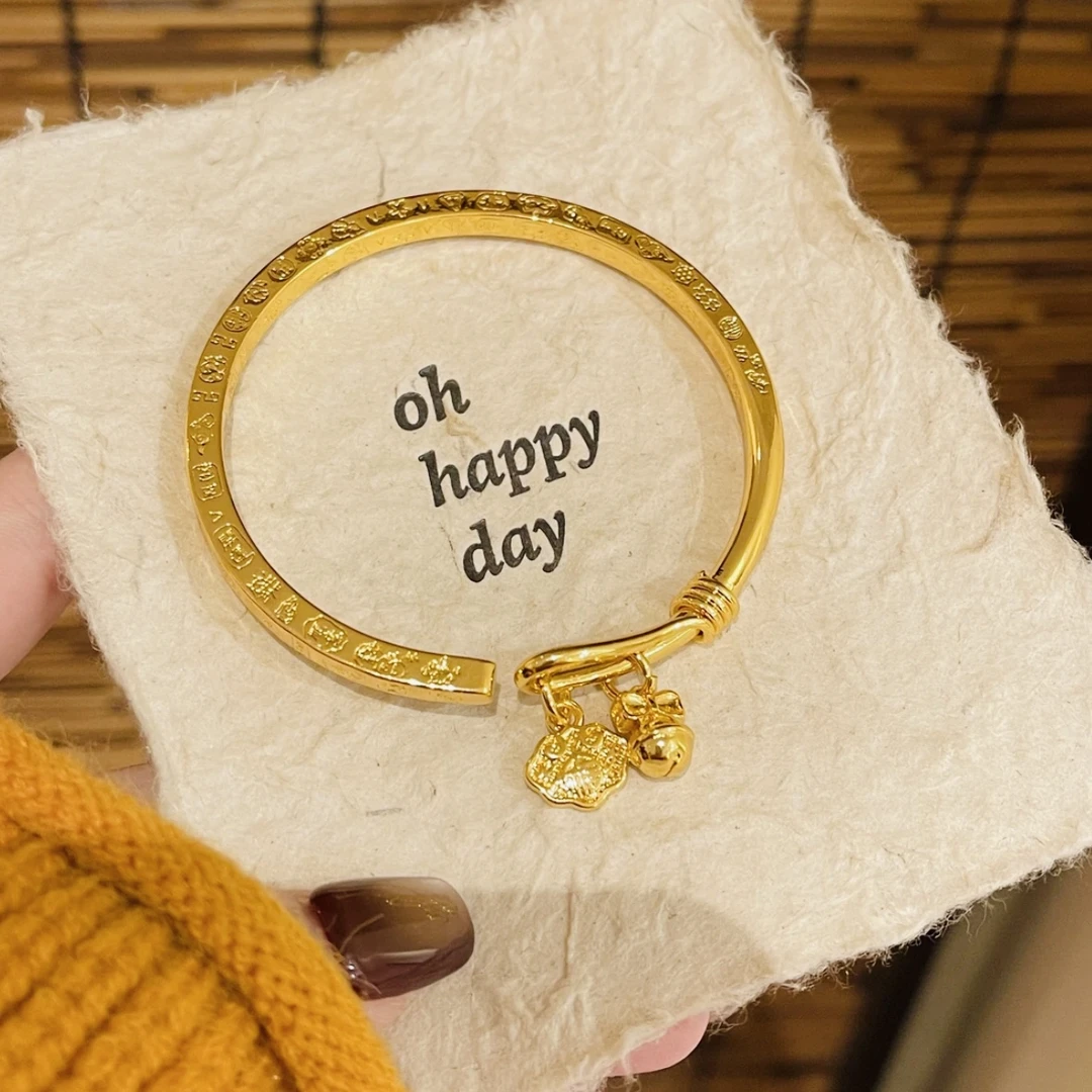 吉言手镯【高定版】新款百搭开口民族风挂铃铛如意H-12