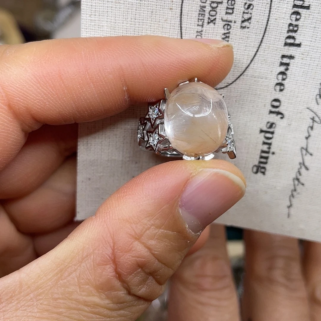 【闪购商品】银S925镶嵌珠宝半成品水晶戒指