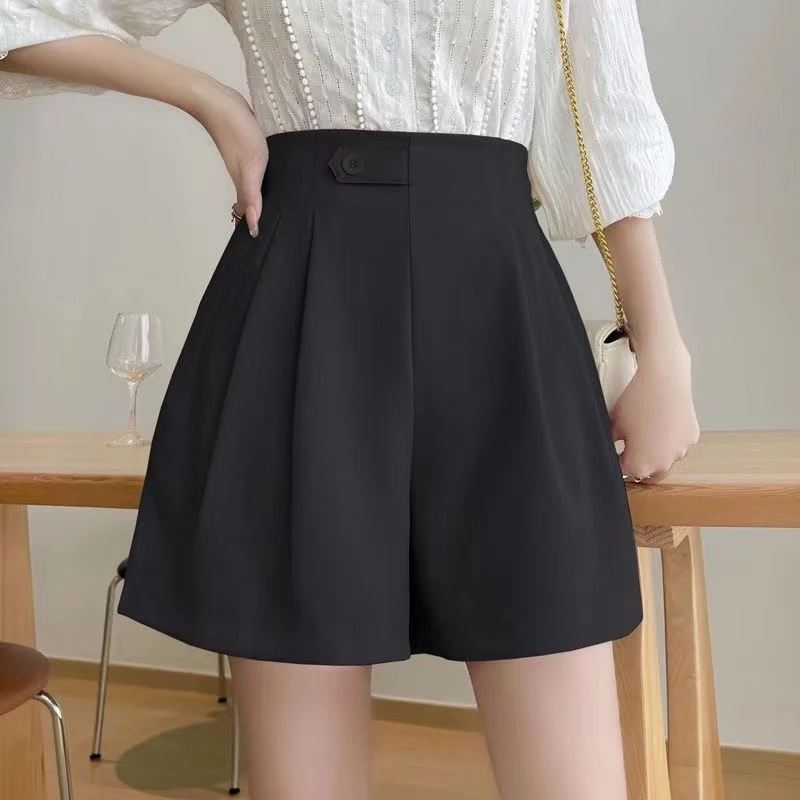 大码女装西装短裤夏季薄款高腰2025年显瘦宽松休闲百搭a字阔腿裤2