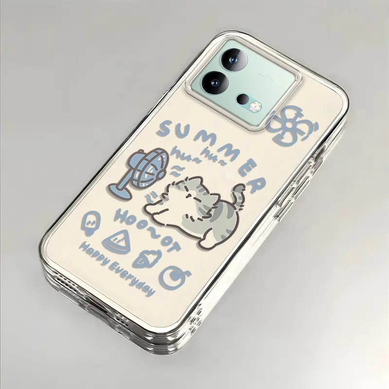 吹风小猫咪适用iQOONeo8手机壳防摔全包透明iQOONeo8保护套卡通软