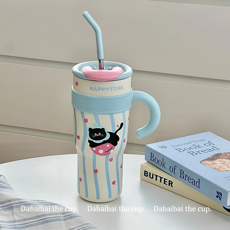 大容量316可爱水杯双饮巨无霸杯吸管保温杯女2024新款高颜值配件3