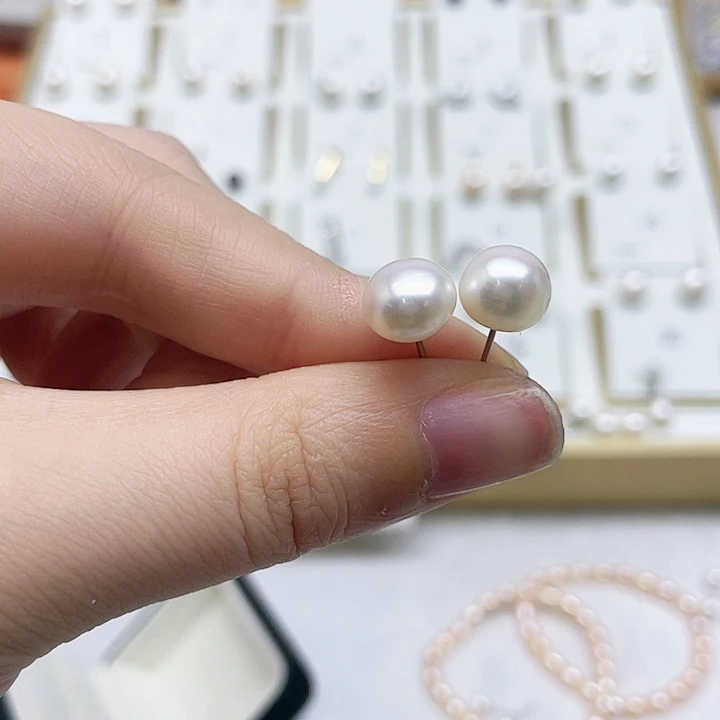 淡水珍珠耳饰银S925镶嵌乙*