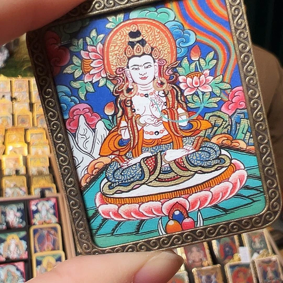 吊坠大势至小唐卡手绘