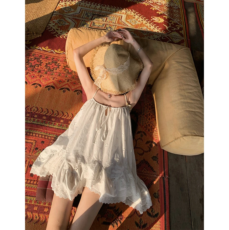 欧若风 夏季度假风吊带连衣裙女开春新款海边甜美穿搭公主裙女